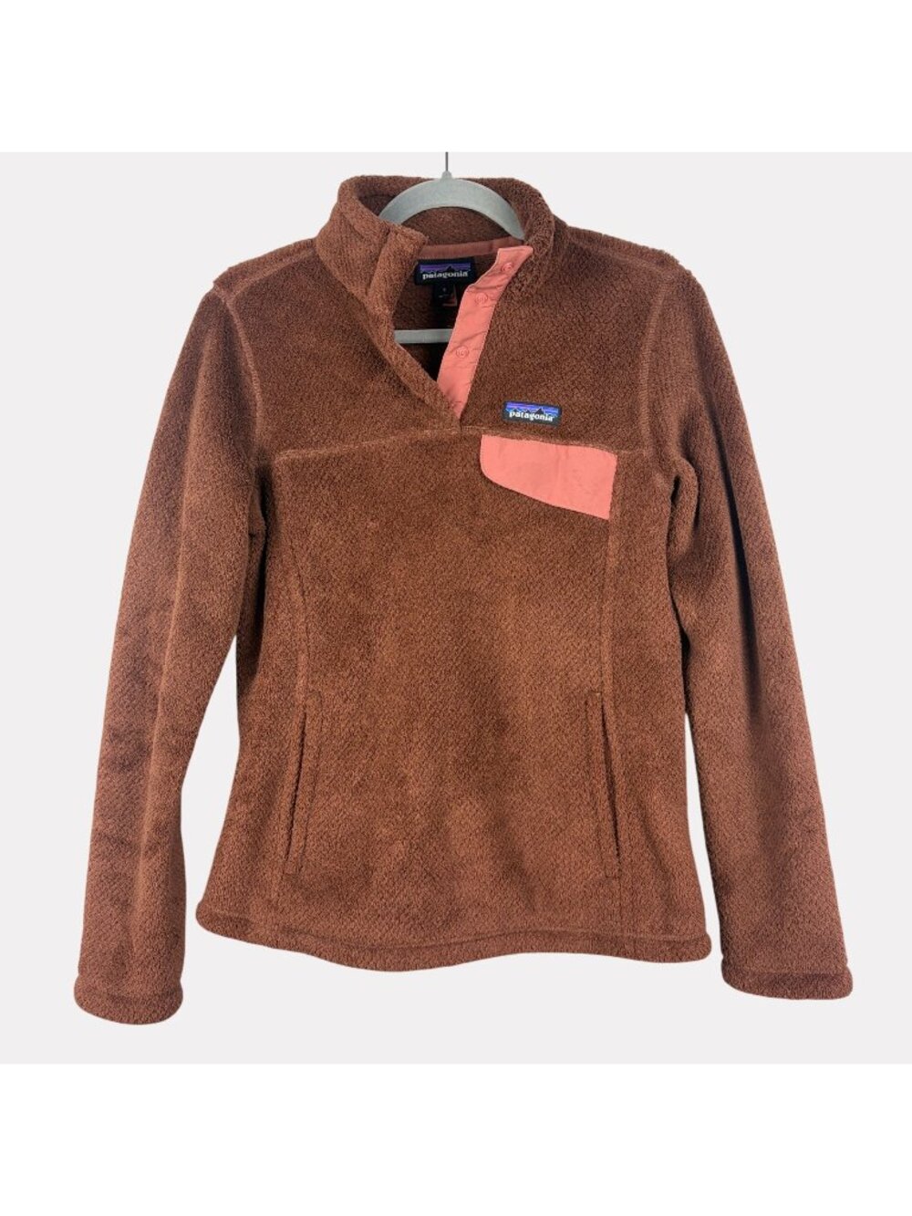 Patagonia Re-Tool Snap T Fleece Pullover Womens Small Brown Peach Snap Collar